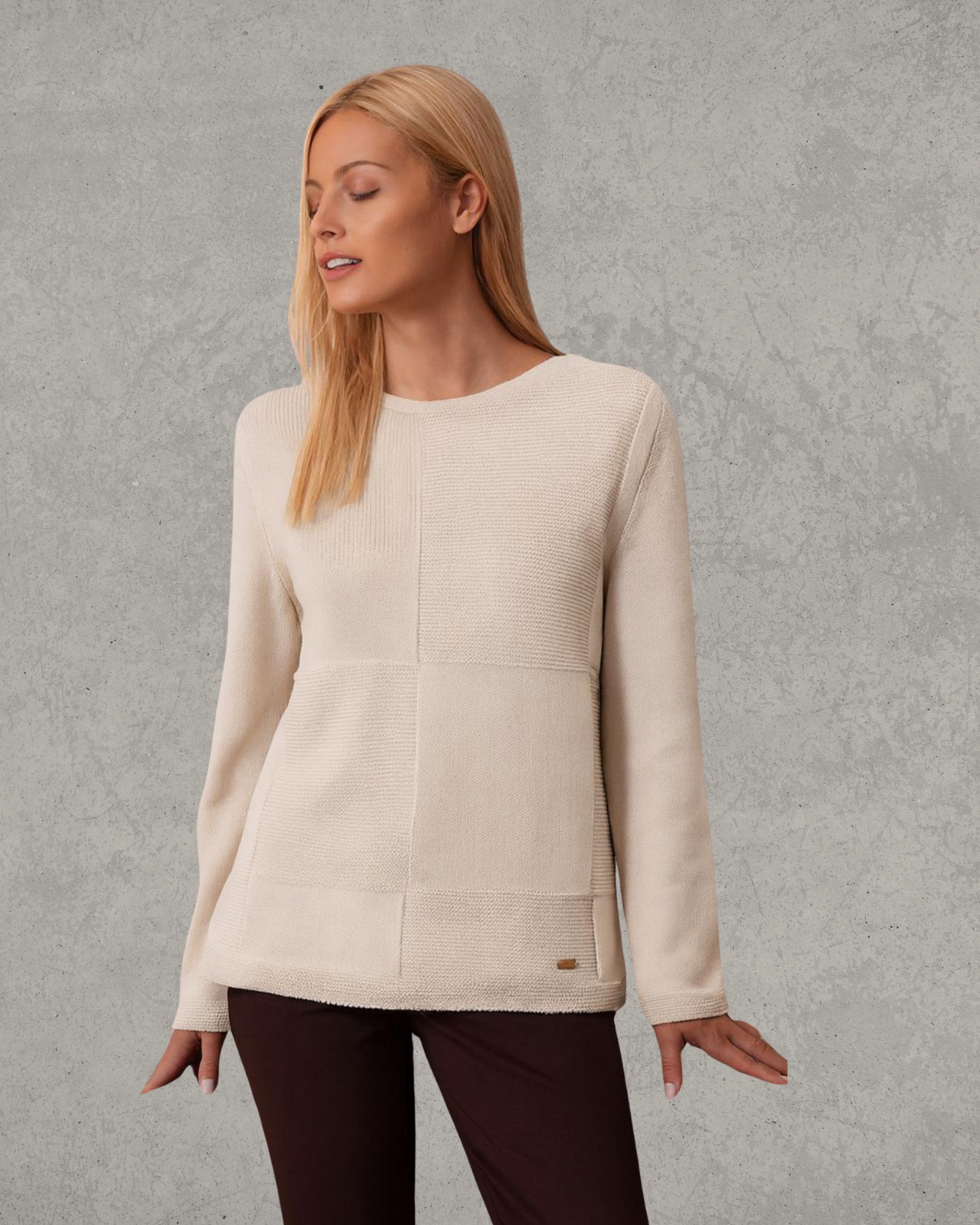 Μπλούζα Albertini – Πλεκτή Off-White με Γεωμετρικό Σχέδιο DR532M